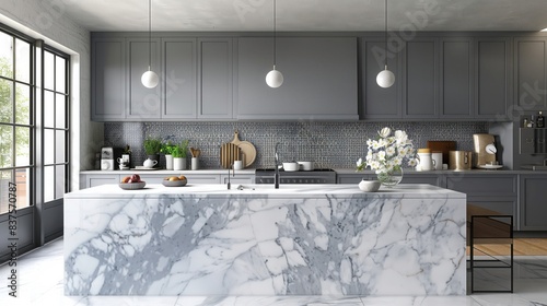 marble in all its splendor by incorporating statement pieces such as waterfall countertops or intricate mosaic backsplashes photo