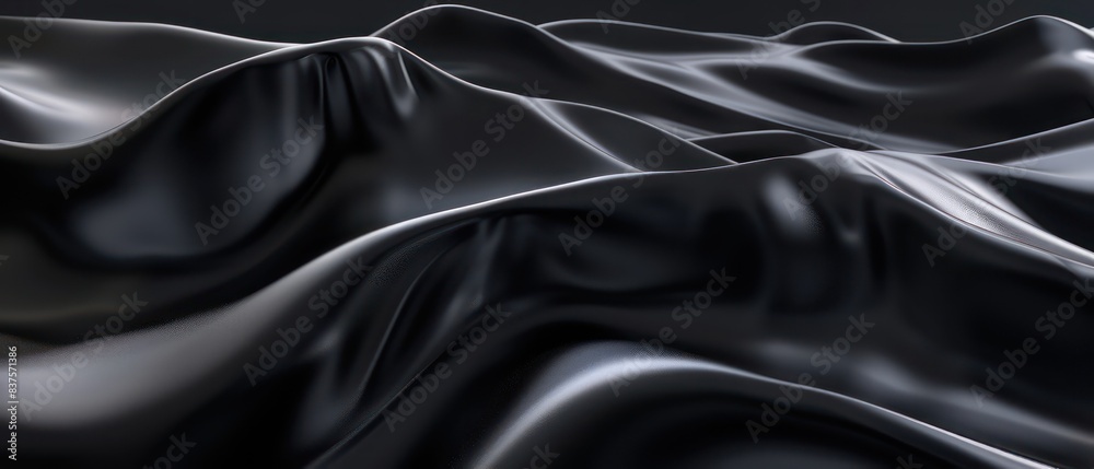 black abstract moving smoothed lines with futuristic glowing effect 