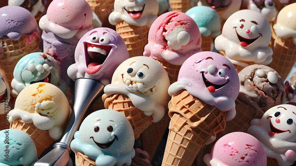 Generate a 3D image of one vanilla ice cream cone Generate a 3D image of one vanilla ice cream cone
