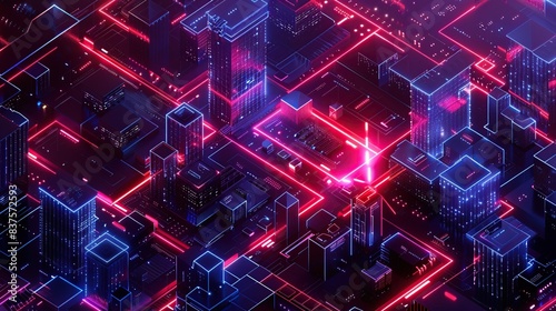 Wallpaper Mural High-Tech Isometric Miniature of Machine Circuits and Equipment Torontodigital.ca