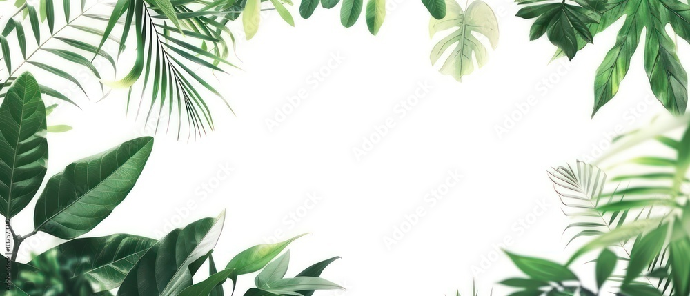 tropical foliage leaves vines on white background tropical foliage leaves vines on white background