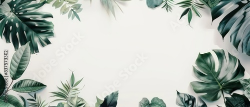 tropical foliage leaves vines on white background
