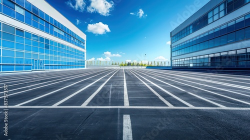 parking lot in front of modern business center building © STOCKYE STUDIO