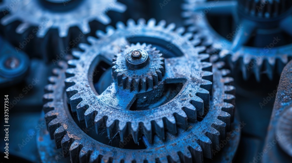Pictures of industrial technical gears in engineering
