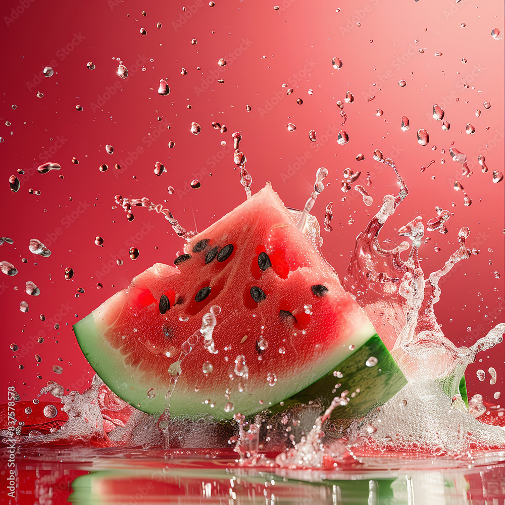 slice of watermelon with drops slice of watermelon with drops
