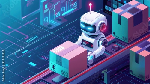 Wallpaper Mural Robots that deliver packages to customers and the future of logistics services Vector in three-dimensional format Torontodigital.ca