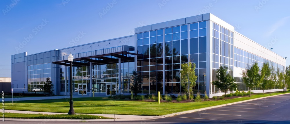 Fototapeta premium commercial storage building with tall windows
