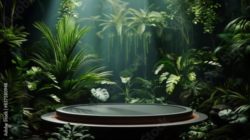 Dark Green Jungle Scene with Podium