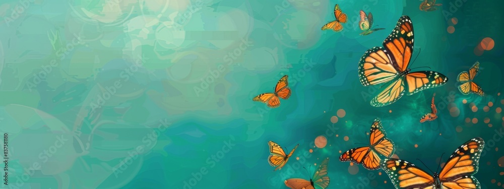 Abstract Butterfly Background with Teal and Orange Hues
