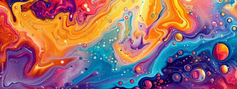 Abstract Swirls of Color with Bubbles