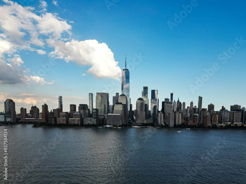 NYC. New York City skyline  cityscape of Manhattan in USA. New York City NYC Manhattan Downtown Skyline  viewed from Jersey City  New Jersey  USA.