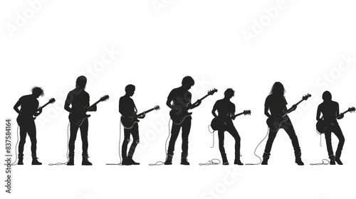silhouette of a music group or band playing a concert on stage