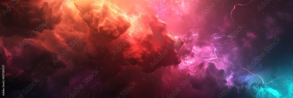 3d rendering of colorful nebula with clouds and lightning, fantasy space background 3d rendering of colorful nebula with clouds and lightning, fantasy space background