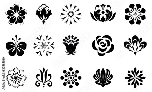 Flowers icon set. Flowers isolated on transparent background. Flowers in modern simple. Cute round flower plant nature collection. Vector illustrator