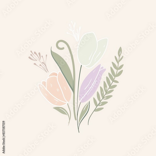Design an elegant and minimalist logo for a flower shop using pastel tones Use soft lavender