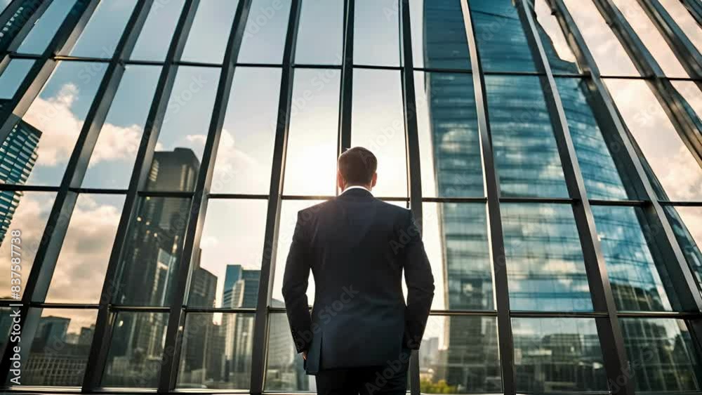 back of businessman in suit with business office glass modern buildings background for economic market stock investment back of businessman in suit with business office glass modern buildings background for economic market stock investment