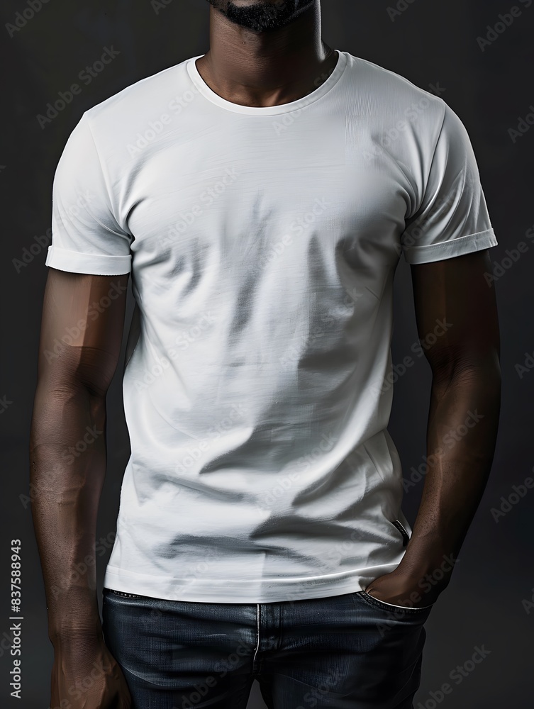Man in White T-Shirt with Hands in Pocket Man in White T-Shirt with Hands in Pocket