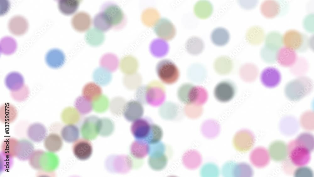 Vertical flying colorful blurred circles on white loop copy space background. Vertical flying colorful blurred circles on white loop copy space background.