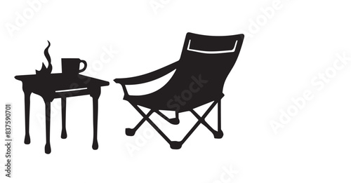 Various sets of camping chair vector silhouettes