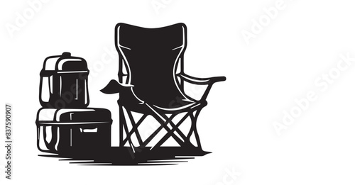 Various sets of camping chair vector silhouettes