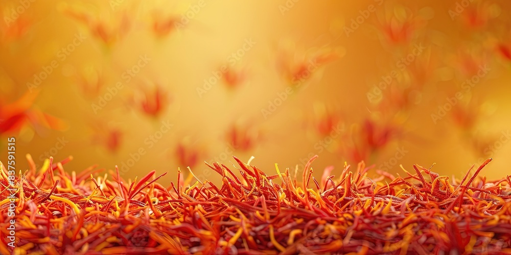 Saffron spices isolated on yellow background Saffron spices isolated on yellow background