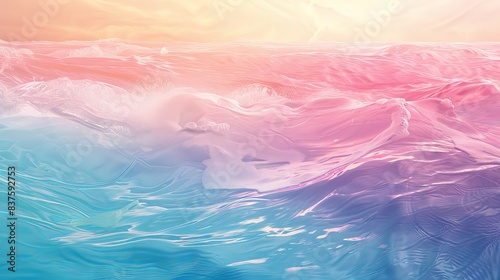 Abstract background of pastel pink, blue and white colors, resembling waves or mountains. © EC Tech 