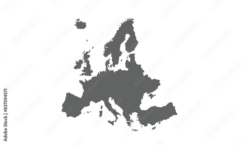 Fototapeta premium Europe map isolated on white background. for website layouts, reports, annual infographics, world, similar world map icons. travel around the world, map silhouette backdrop.
