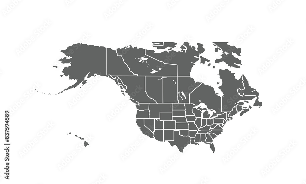 North America map isolated on white background. for website layouts ...