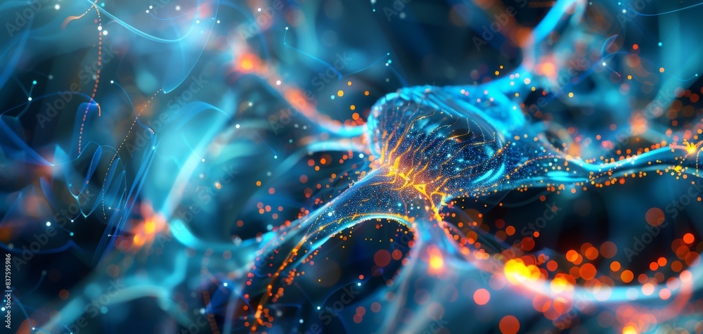Abstract digital of a glowing neuron. Abstract digital of a glowing neuron.