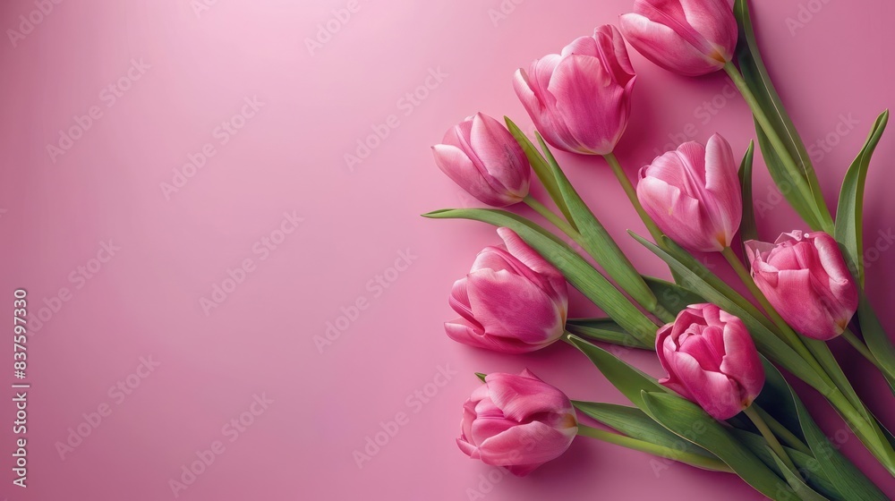 Quintessential Serenity, A Bunch of Pink Tulips in Minimalist Design Quintessential Serenity, A Bunch of Pink Tulips in Minimalist Design