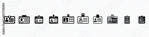 Id card icon. Id card badge icon. Identification card, Outline ID card icon, Personal ID card, driver license pictogram. National ID document, ID Card Icon Black. Driver's License, Identity Profile