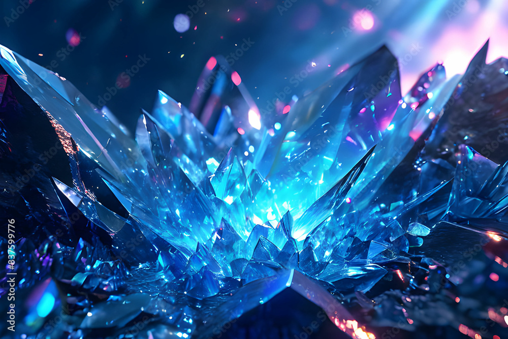 Crystal background. Blue and shine