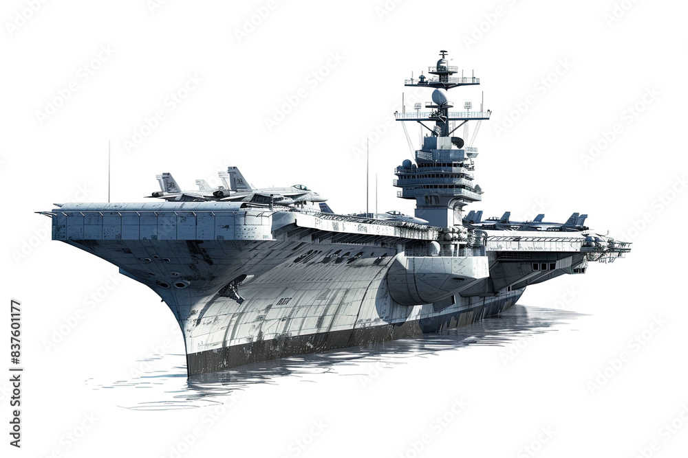 Nuclear-Powered Aircraft Carrier Isolated on Transparent Background Nuclear-Powered Aircraft Carrier Isolated on Transparent Background