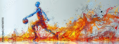 Olympic Sports. Handball. One line drawing on white background.generative ai