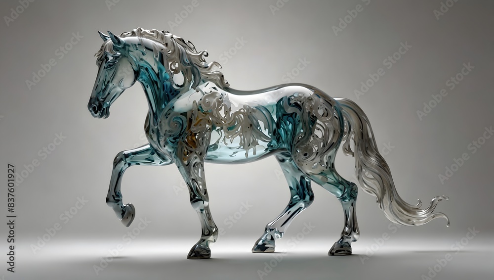 The ethereal beauty of a glass horse poised against a pure white background, evoking a sense of timeless artistry ai_generated The ethereal beauty of a glass horse poised against a pure white background, evoking a sense of timeless artistry ai_generated