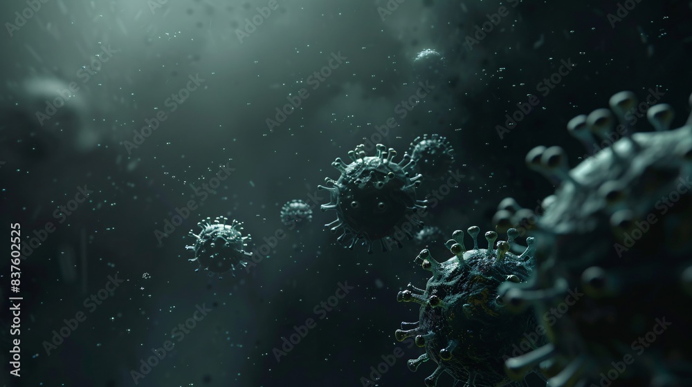 Obraz premium A 3D vector image of a disease-causing pathogen, illustrated in dark tones
