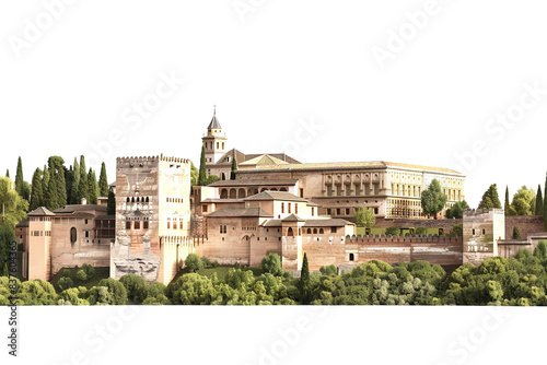 Architectural Alhambra Palace Isolated on Transparent Background