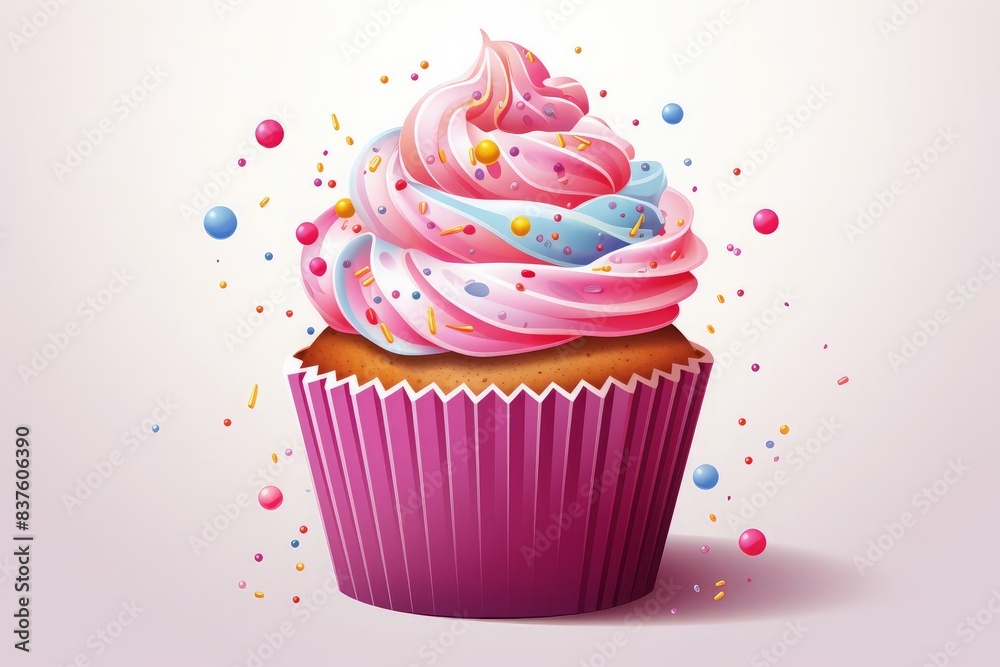 vector illustration style, Adorable cupcake with a smiling face, topped with pastelcolored frosting and sprinkles, vivid colors captured in high detail, isolated on white background vector illustration style, Adorable cupcake with a smiling face, topped with pastelcolored frosting and sprinkles, vivid colors captured in high detail, isolated on white background