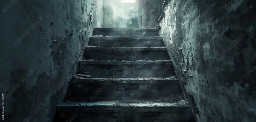 Dark and mysterious staircase leading into an unknown space. Dark and mysterious staircase leading into an unknown space.