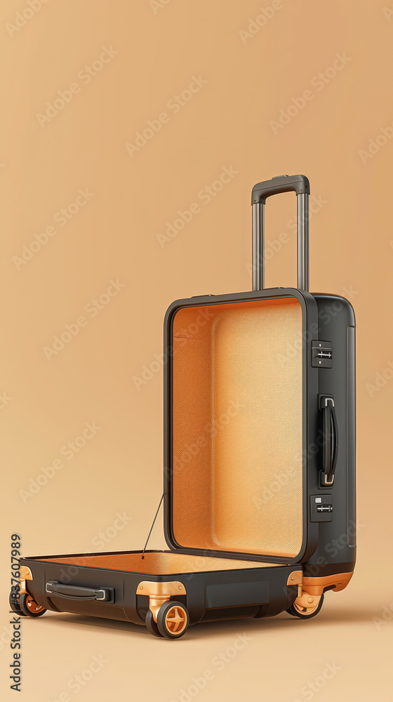 A suitcase is opened and the interior is empty A suitcase is opened and the interior is empty