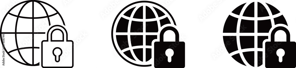 インターネットアイコンとロック セキュリティ インターネットアイコンとロック セキュリティ