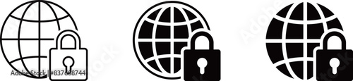 インターネットアイコンとロック　セキュリティ