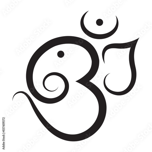 isolated indian god ganesh icon in black