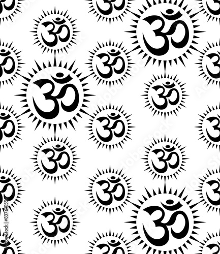 Aum (Om) The Holy Motif Seamless Pattern