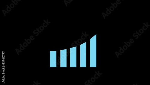 Growth footage. Profit growing icon video. Growing graph symbol animation. Arrow graph in 4k. Finance bar chart with transparent green screen. Increase progress. Economy and business increase chart