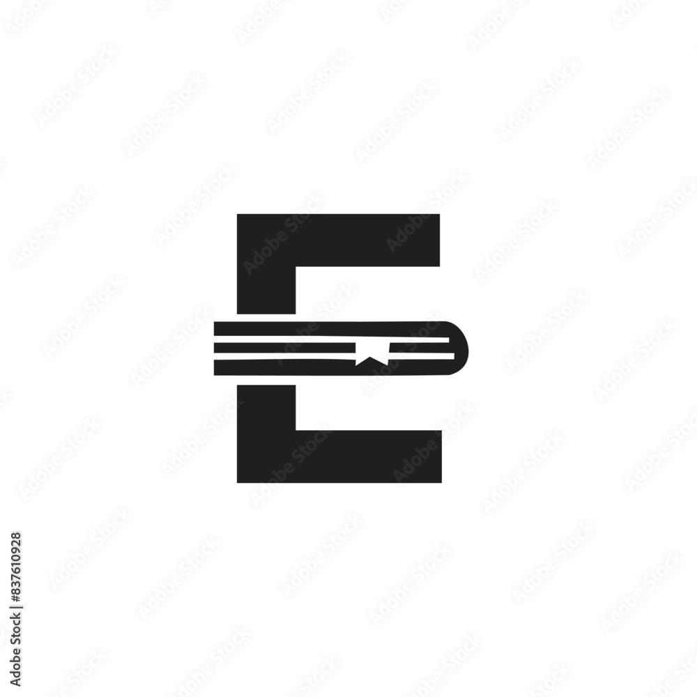 Letter E book logo icon vector template