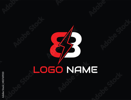 Letter BB logo with Lightning icon, letter combination Power Energy Logo design for sports, fitness, gym or electricity