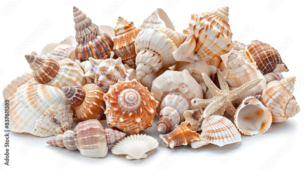 A collection of various colorful sea shells piled together. Perfect for beach-themed decorations or marine biology visuals. A collection of various colorful sea shells piled together. Perfect for beach-themed decorations or marine biology visuals.