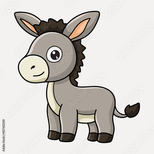 Vector cartoon cute little donkey