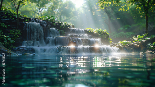 Beautiful waterfall near jungle